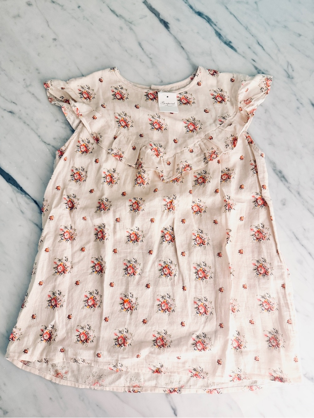 NWT Bonpoint Floral Ruffle-Trim Pink Kids Top Size 10